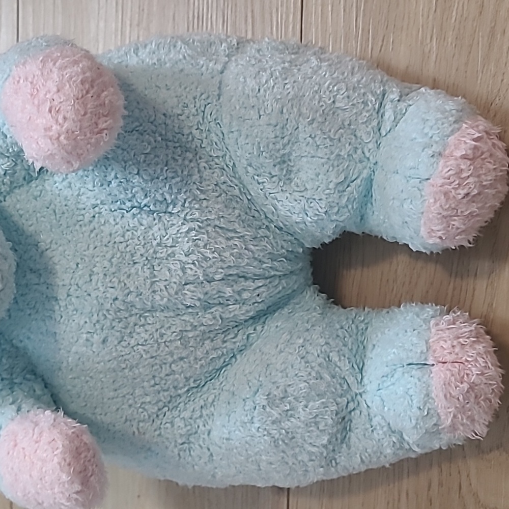 TY 1999 BUNNYBABY BLUE + PINK RATTLE BUNNY PILLOW PAL STUFFED ANIMAL PLUSH SOFT - Picture 3 of 7